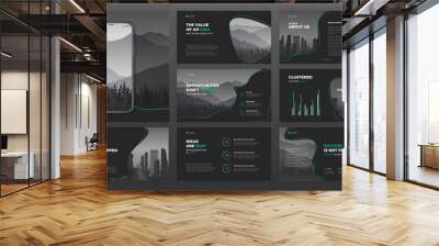 Business powerpoint presentation templates set. Use for keynote presentation background, brochure design, website slider, landing page, annual report, company profile. Wall mural