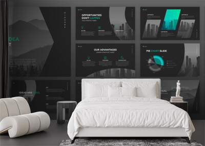 Creative powerpoint presentation templates set. Use for creative keynote presentation background, brochure design, website slider, landing page, annual report, company profile. Wall mural