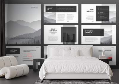 Creative Powerpoint presentation templates set. Use for modern Keynote presentation background, brochure design, website slider, landing page, Google slides template, annual report, company profile. Wall mural