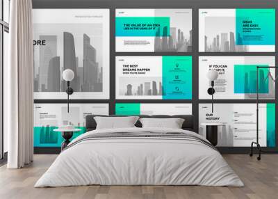 Keynote presentation templates set. Use for modern powerpoint template background, brochure design, website slider, landing page, annual report, company profile. Wall mural