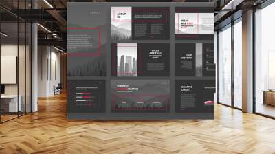 Modern powerpoint presentation templates set. Use for modern keynote presentation background, brochure design, website slider, landing page, annual report, company profile, facebook banner. Wall mural