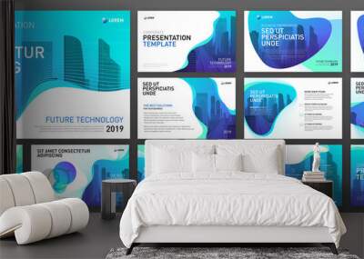 Powerpoint presentation templates set for business and construction. Use for keynote presentation background, brochure design, website slider, landing page, annual report. Wall mural