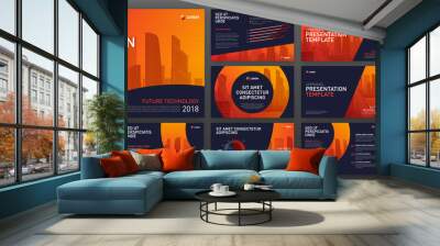 Powerpoint presentation templates set. Keynote presentation backgrounds. Use for presentation background, brochure design, website slider, landing page design, annual report. Wall mural