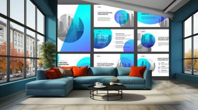 Powerpoint presentation templates set. Use for keynote template background, brochure design, website slider, landing page, annual report, company profile, portfolio. Wall mural