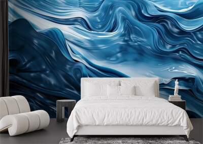 Abstract background, Blue waves abstract background texture. Print, painting texture Wall mural