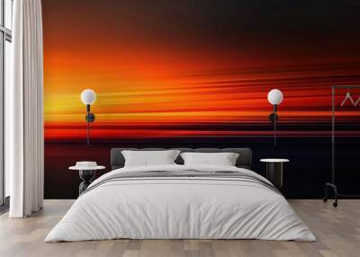 Abstract Background, gradient blurs with high contrast transitioning from bright orange to midnight black, evoking a striking and modern visual effect with smooth, vivid transitions. Wall mural