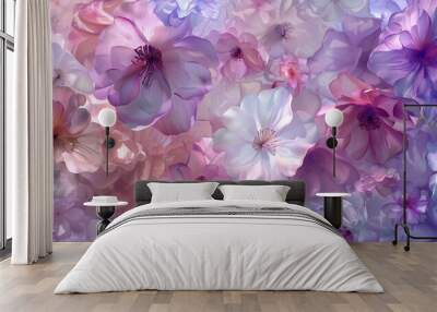 Abstract background spring flowers in an abstract and whimsical style, using loose brushstrokes and playful colors  Wall mural