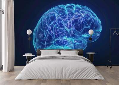 An X-ray illustration of the human brain focused on the occipital lobe and visual processing areas, rendered in high definition to emphasize the detailed brain structures responsible for vision.  Wall mural