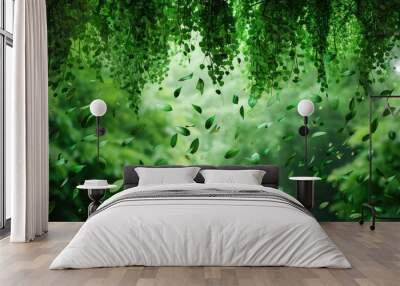 green tree falling leave nature background  Wall mural