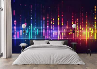 Swirling ribbons of color intertwine and overlap, creating a dynamic and vibrant abstract background Wall mural