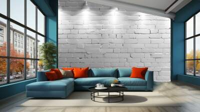 white brick wall background with five spot light  Wall mural