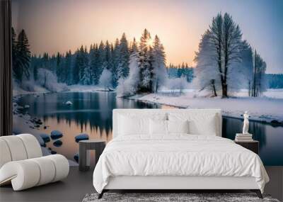 winter landscape generated by AI tool Wall mural