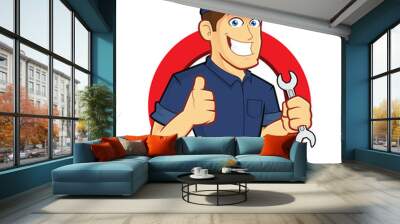 Mechanic with Circle Shape Wall mural