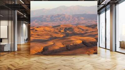 Beautiful sunset in the Agafay Desert in Marrakech, Morocco, Africa Wall mural