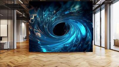 Glowing glass halo twril, dynamic fractal, futuristic abstract background illustration. Generative AI Wall mural