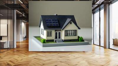 modern real estate miniature residential house model with solar panels on the rooftop Wall mural