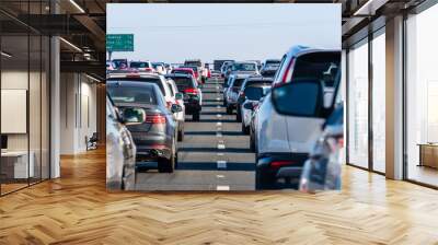 Heavy traffic on one of the freeways crossing East San Francisco bay area; Wall mural