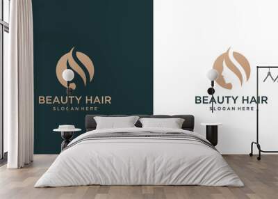 beautiful woman face logo design inspiration Wall mural