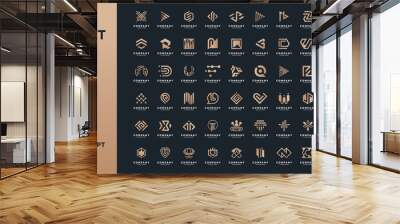 Mega logo collection, Abstract design concept for branding with golden gradient. Wall mural