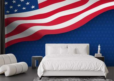 American nation banner with national flag and space for text. Independence and freedom vector concept. USA country day celebration. Traditional patriotic background with waving american flag Wall mural