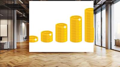 Chinese yuan or Japanese yen coin stack. Good financial foundation start, becoming rich. Business success and economy concept. Cartoon vector illustration isolated on white background Wall mural