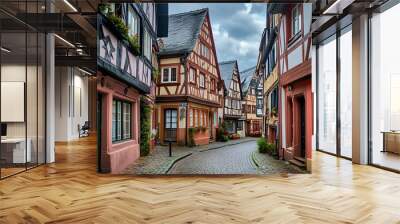 Cobblestone Street in a Historic European Town Wall mural