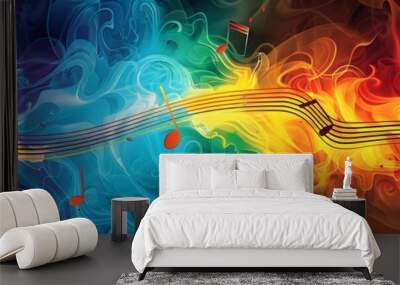 colorful music background with note Wall mural