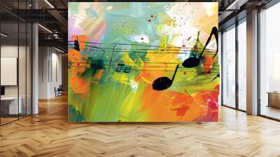 colorful music background with note Wall mural