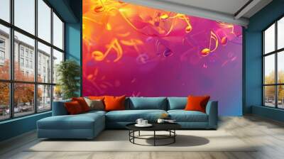 colorful music background with note Wall mural