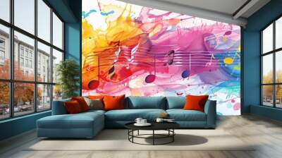 colorful music background with note Wall mural