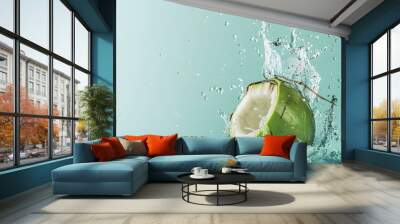 fresh coconut with water splash background Wall mural