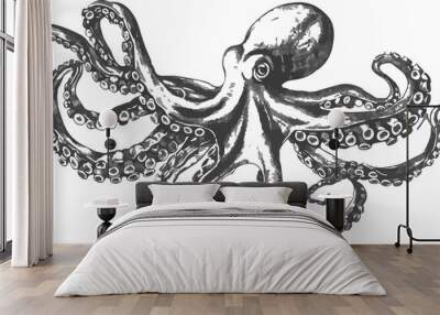 hand drawn octopus on white background vector illustration Wall mural