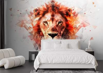 low poly lion head vector illustration on white background Wall mural