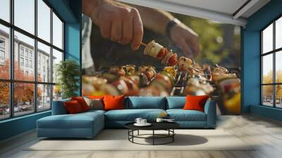 someone Grilled shrimp on stove. seafood of Thailand. Wall mural