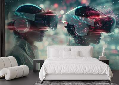 two people using Vr glasses Wall mural