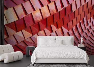 abstract red architecture in modern city Wall mural