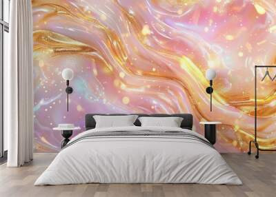 A gold and pink fabric with glittery particles on it Wall mural