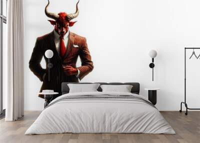 A man in a suit and tie with horns on his head Wall mural