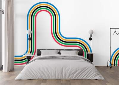 Abstract wavy stripes of Olympic games colors. vector illustration Wall mural