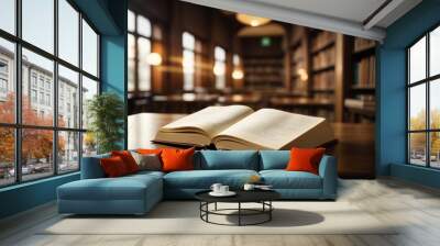 Book in library with open textbook Wall mural