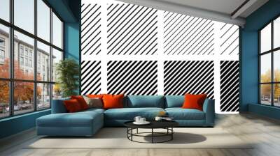 collection of diagonal lines stripes patterns. vector seamless background Wall mural