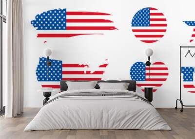 Flag of the United States. us america flag vector collection. big set of national flag design elements in different shapes for public and national holidays Wall mural