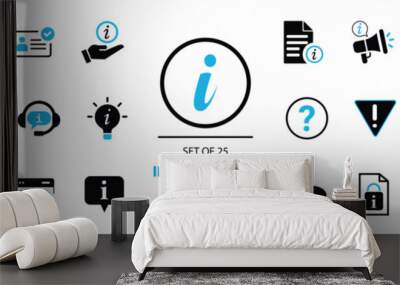 information icon set. info, support, buy now, personal info, identity, chat, warning Wall mural