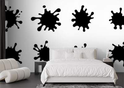 set of black ink splashes. vector paint splashes Wall mural