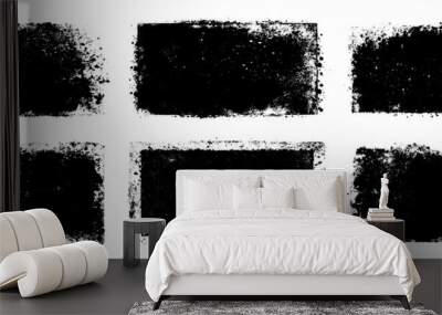 set of grunge textures, rectangle frame, black dirty texture. brush stroke collection Wall mural