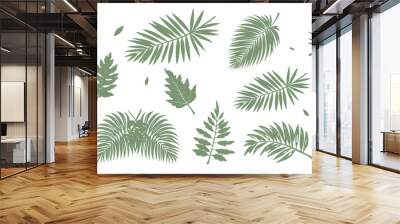 set of palm and other leaves. vector illustration Wall mural