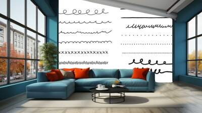 Set of hand drawn vector line border. underline pencil strokes, wavy stroke, dot stroke,Doodle design Wall mural