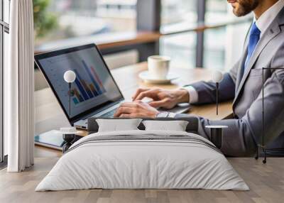 businessman working on laptop Wall mural