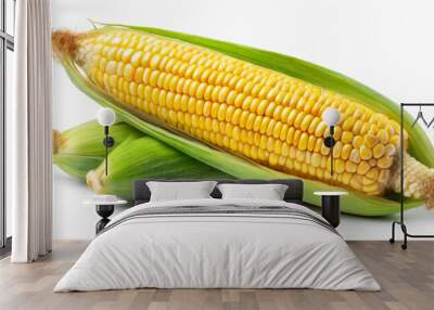 Yellow corn on a white background Wall mural