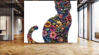 cat with flowers Wall mural